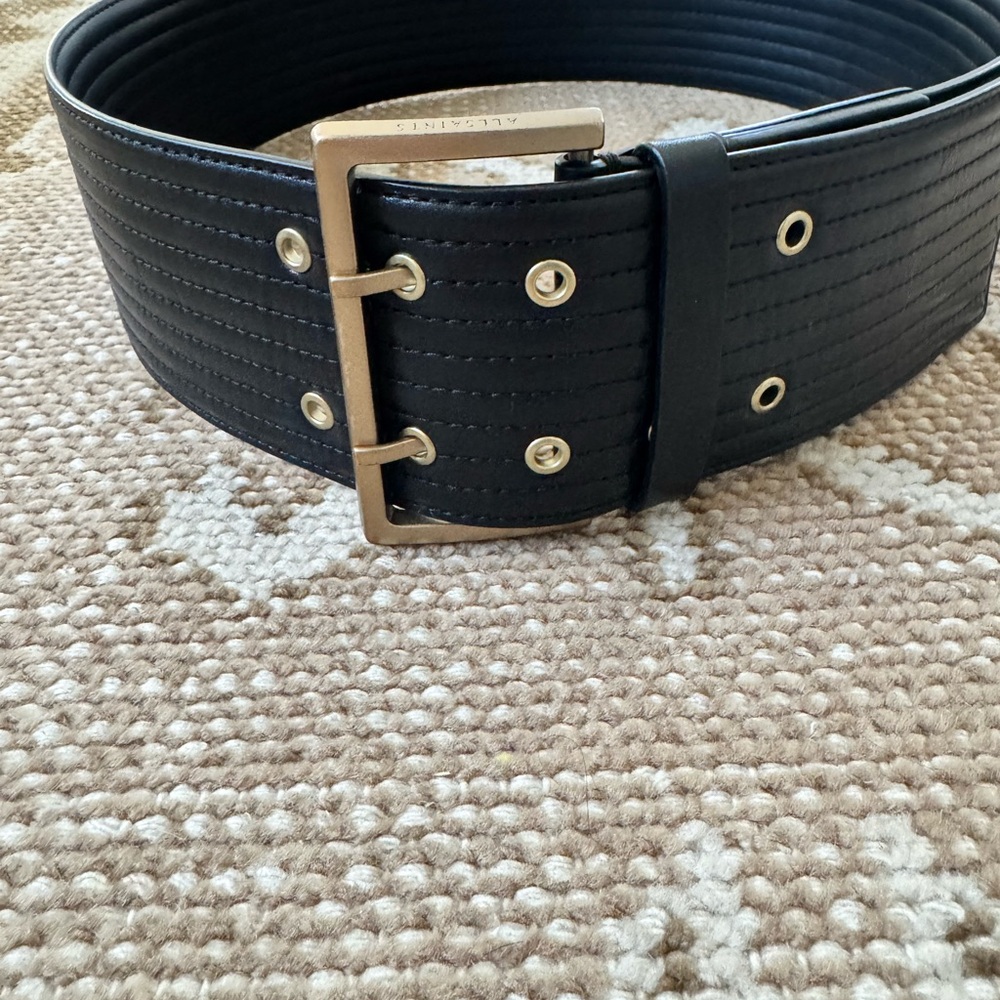 AllSaints Black Wide Quilted Leather Corset Belt – Size M